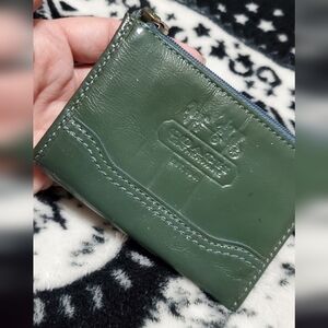 Vintage Coach Green Leather Wallet Keychain